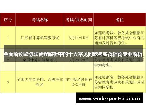 全面解读欧协联赛程解析中的十大常见问题与实战指南专业解析 全面解读欧协联赛程解析中的十大常见问题与实战指南专业解析