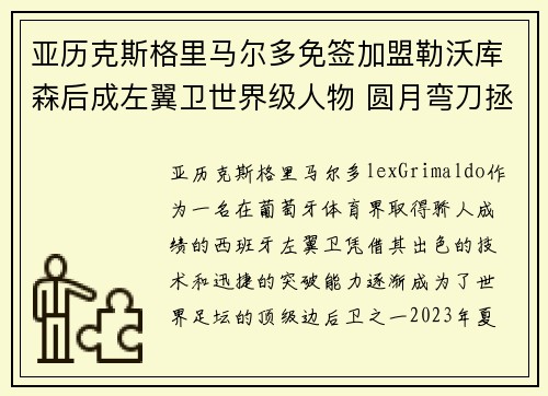 亚历克斯格里马尔多免签加盟勒沃库森后成左翼卫世界级人物 圆月弯刀拯救球队